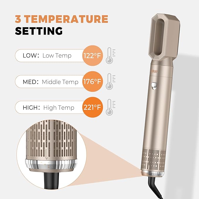 6 in 1 Blow Dryer Brush, Upgrade Hair Dryer Brush Set Negative Ion Air Styler Curling Wrap Air Curler, Hot Air Brush Curling Iron Hair Styling Tools As A Gift for Straight/Curl/Dry/Smooth