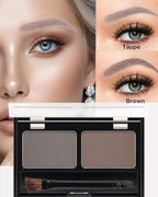 Eyebrow Powder Makeup Kit,2 Colors Waterproof Eye Brow Powder Makeup Palette Long-Lasting for Women,Taupe Brown Brow Fill&Sculpt Natural Eyebrow Contour for Sparse Brow with Brow Brush &Razor-02