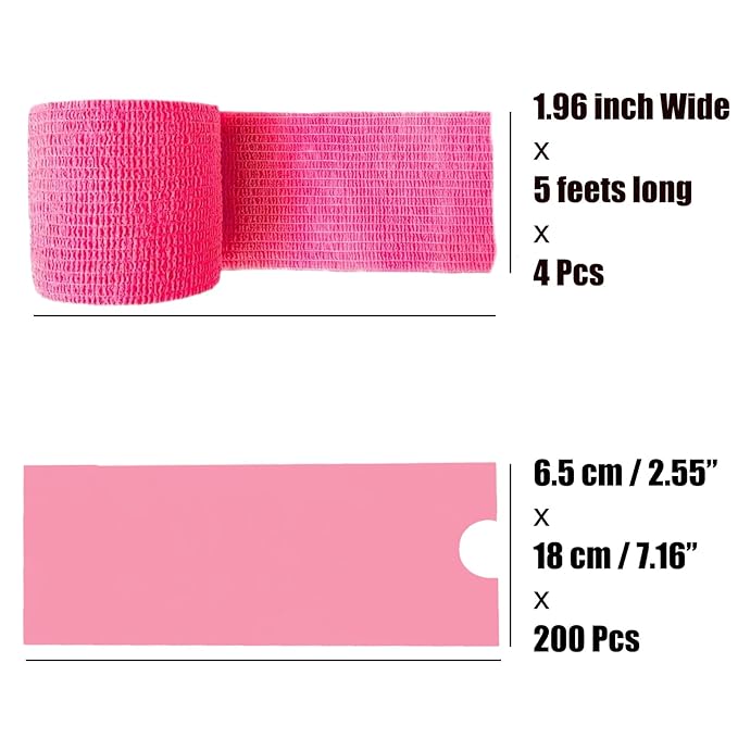 200 Pink Tattoo Pen Covers 4 Grip Tapes Large Tattoo Machine Covers Tape Wrap Supplies