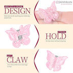 Glitter Mini Butterfly Hair Claw Clips, Sparkly Colorful Hair Accessories for Girls and Women - 90s Y2K Cute, Small, Tiny Clip in 10 Assorted Colors, Set of 50 (Glitter)