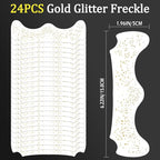 24PCS Glod Glitter Freckle, Gold Freckles Temporary Face Tattoo, Gold Freckle Tattoo, Body Face Glitter for Women Girls, Waterproof Long-Lasting Party, Festival, Concert Makeup Accessories