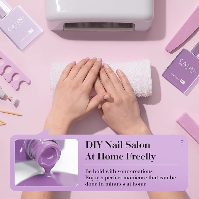 CANNI 6 Colors 9 ML Hema-Free Light Purple Gel Nail Polish Set, Purple Gel Polish Kit, Soak Off LED Nail Gel Manicure Kit DIY at Home Salon Gifts