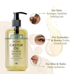 Organic Castor Oil 9 fl oz - Rosemary Infused Cold Pressed - 100% Pure & Hexane Free - Castor Oil for Hair Growth - Moisturizing & Nourishing for Face & Body - The Holly Tree