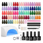 Beetles Gel Nail Polish Kit with U V Light - 32 Colors Nail Kit 55 Pcs Gel Polish Set Four Seasons Glow Pro Base & Matte Glossy Top Coat Nails Stuff Soak Off DIY Art Set Gifts for Women Teen Girls