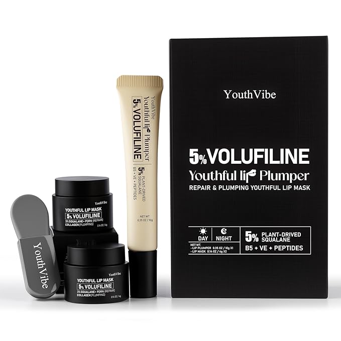 YouthVibe Lip Care Set Gift for Women - Hydrating Lip Plumper & Lip Mask Gift Box - Perfect Christmas Gift, Holiday Gift, Stocking Stuffer, Valentine’s Day Gift, Birthday & Anniversary Gift