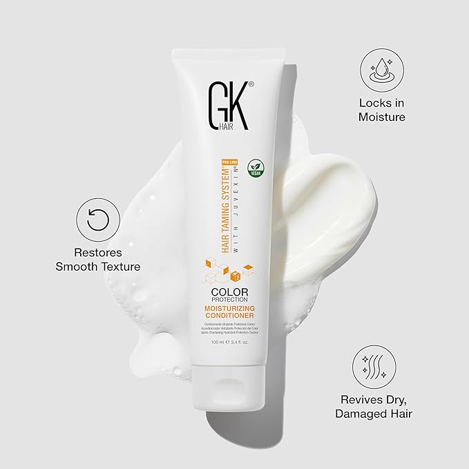 GK HAIR Travel Size Shampoo &Conditioner set-Curly Hair Shampoo & Conditioner For Color Protection-Made with Aloe vera,Parki Butter-Free of Parabens Phthalates & Sulfate Free (3.4 Fl Oz)