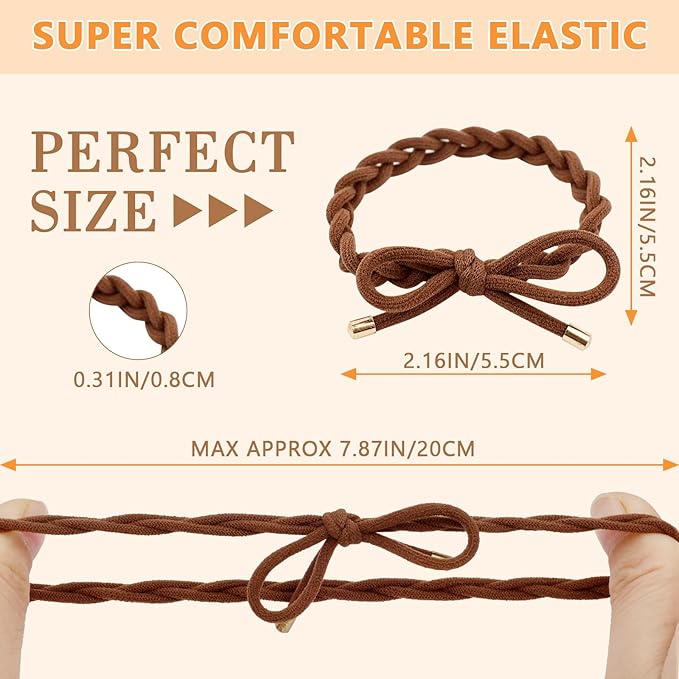 28 PCS Colorful Braided Hair Ties Bow Tie Hair Bracelets for Women Girls Elastic Hair Ties No Damage Ponytail Holders(14 Colors)