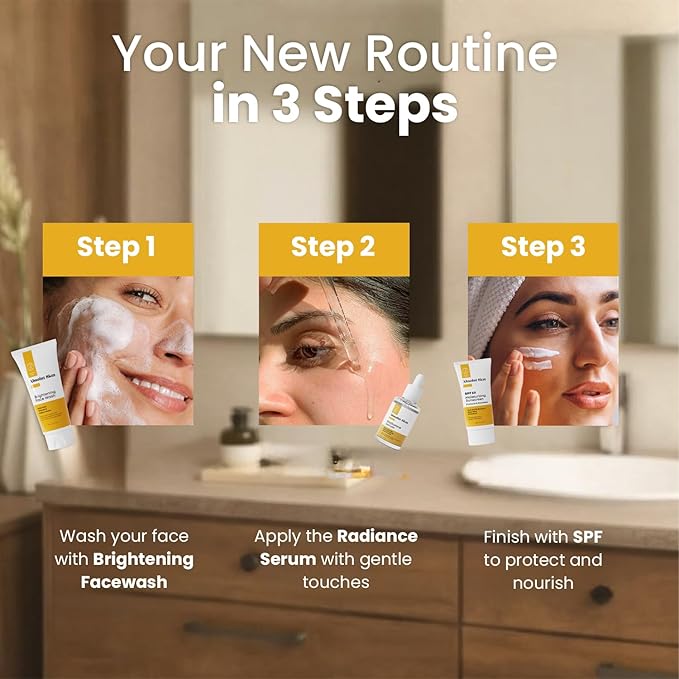 AbsolutSkin Beginner Bundle – 3-Step Brightening Skincare Set for Dull Skin – Includes Face Wash, Radiance Serum & SPF50 Cream – Dermatologist-Formulated