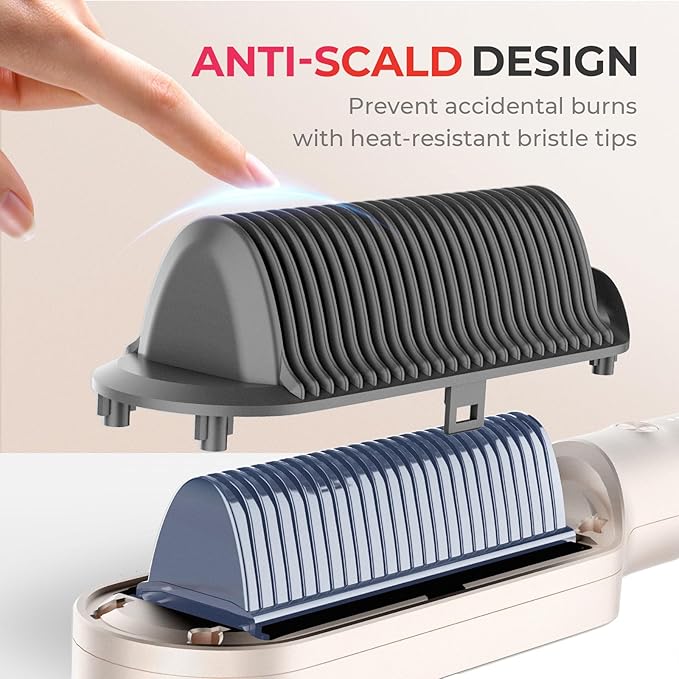 Hair Straightener Brush, TYMO Ring Hair Straightener Comb Straightening Brush for Women with 5 Temps 20s Fast Heating & Dual Voltage, Gold