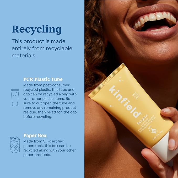 Kinfield Sunglow - Mineral Sunscreen for Face - SPF 35 - Luminizing Tint - 100% Natural Fragrance, Reef-Safe and Cruelty-free Skincare - 2.0 oz / 60 g