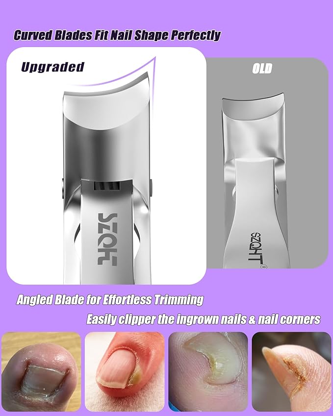2025 Upgrade Angled Head Nail Clippers for Men, Toenail Clippers for Seniors Thick Toenails, Large Toe nail Clippers with Catcher, Extra Wide Handle,Sharp Heavy Duty Stainless Steel Nail Cutter-Silver