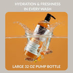 SpaScriptions Turmeric & Collagen Body Wash - Brightening Gentle Exfoliation Shower Gel Scrub for Men and Women with Brown Sugar & Vitamin E for Glowing Hydrated Skin, Scented, Paraben Free 33 fl oz