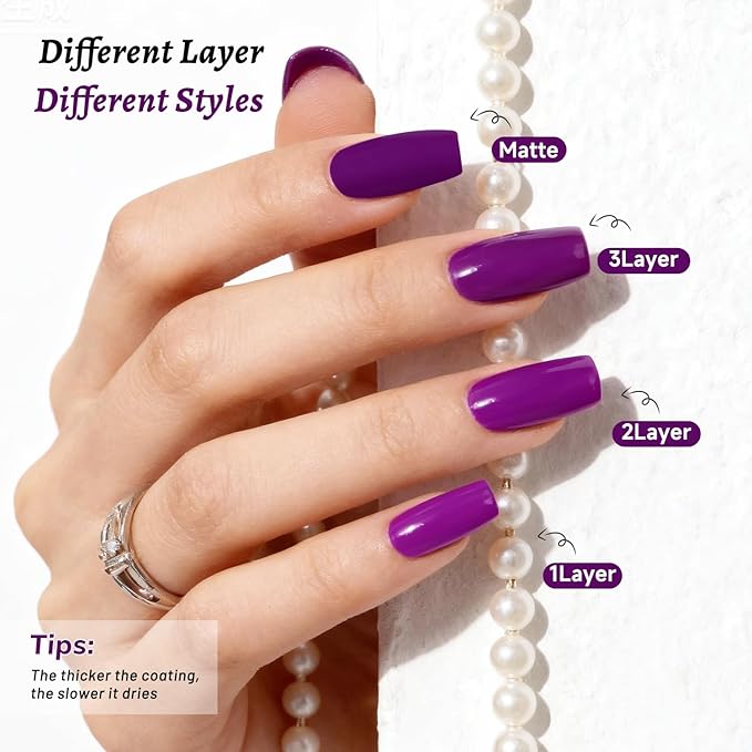 18ml Purple Nail Polish Large Volume Quick Drying Nail Polish, Fast Drying and Long Lasting Color Nail Art DIY Home Manicure Gift for Women