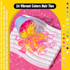TsMADDTs 24 Colors Rubber Bands, 2000PCS Elastic Hair Ties with Organizer Box, Rubber Bands with Tail Tools and Comb, Hair Accessories for Girls Kids Baby Toddler