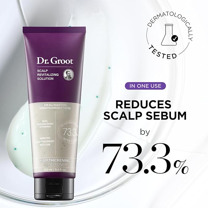 Dr. Groot Thickening Shampoo & Conditioner Set for Hair Loss – Clinical Results with Biotin and Rosemary for Hair Thinning, Shedding, Scalp Repair and Treatment