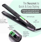 Professional Series Ultra-Smooth Cosmo Flat Iron for Thick Hair by MINT | Powerful Salon-Grade Single-Pass Ceramic Tourmaline Ionic Hair Straightener. Travel-Ready Dual Voltage