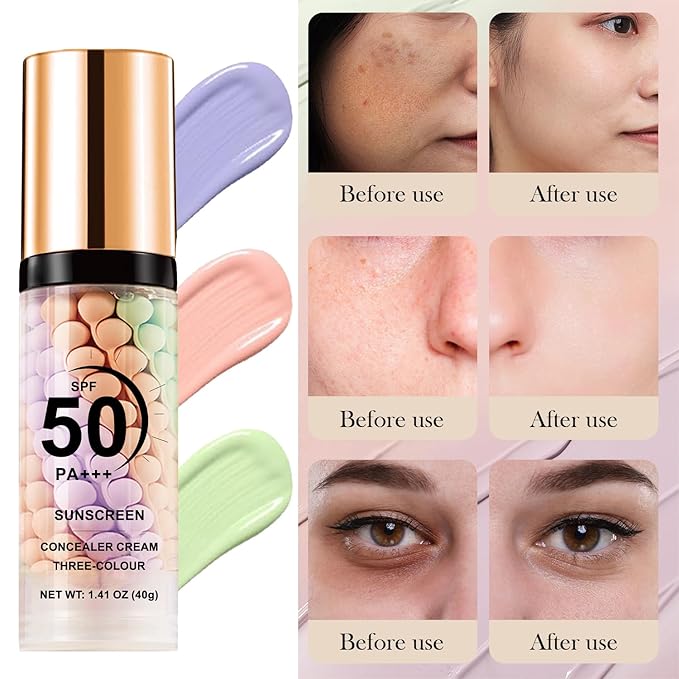 3 In 1 Primer for Face Before Makeup, Sunscreen Isolation Cream, SPF 50, One Step Color Corrector Face Primer, Moisturizing, Waterproof and Oil Control Makeup Primer