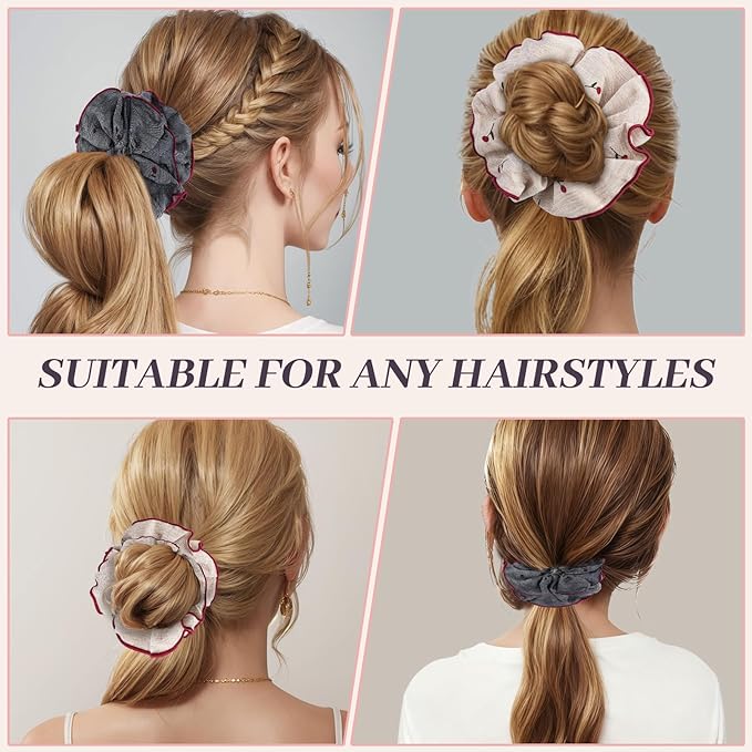 2Pcs Big Hair Scrunchies for Women, Fashion No Crease Hair Ties for Thin Thick Hair,Soft Hair Bands No Damage for Girls, Ideal Gifts for Women (Set 11)