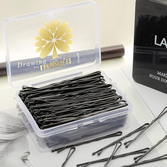 100PCS 2.4Inch Bobby Pins Black,Pain-Free Bobby Pins for All Hair Types,Hair Pins for Women Girls,Hairpins for Buns with Box(Black)