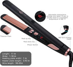 Straightener and Curler 2in1 with LCD Display 15s Fast Heating Ultra hot for American and African Hair Constant high Heat Adjustable Temperature Healthy Styling Tool for All Hairstyles (Rose Gold)