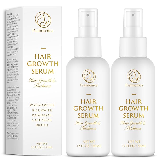 Hair Growth Serum: Rosemary Batana Castor Oil Rice Water Biotin Hair Oils for Hair Growth - Hair Growth Thickening Product - Hair Loss Treatments for Women Men(1.7 Fl Oz (Pack of 2))