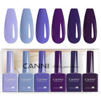 CANNI 6 Colors 9 ML Hema-Free Dark Purple Blue Gel Nail Polish Set, Blue Dark Purple Gel Polish Kit, Soak Off LED Nail Gel Manicure Kit DIY at Home Salon Gifts