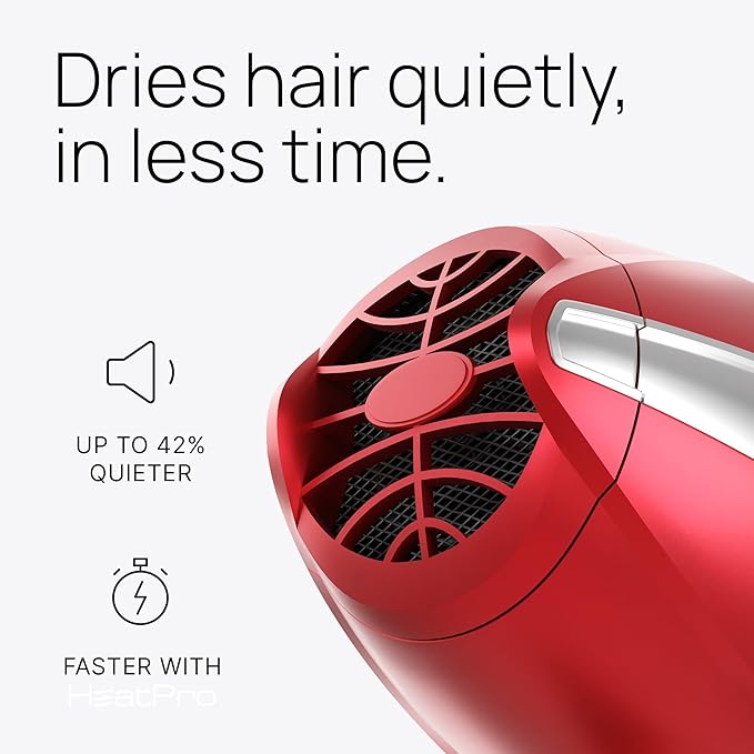 TREZORO Professional Blow Dryer for Women – Ionic Hair Dryer 2000W for Salon & Personal Use – Powerful, Fast & Quiet Drying for Curly Hair, Unwanted Frizz – Design for Travel – 8.2ft Cord – Red