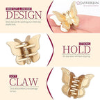 Mini Butterfly Hair Clips 50pcs - Non-Slip Metallic Silver Gold Hair Claws Clip Y2K 90s 2000s Small Tiny Cute Accessories Organizer for Women Girls Kids (Silver & Gold)