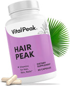 Hair Peak - Hair Growth Supplement - Hair Vitamins to Support Healthy Hair - with Biotin, Collagen, Saw Palmetto Extract, Keratin, Iron, Ionide, Zinc & More - Gluten Free, Dairy Free - 60 Capsules
