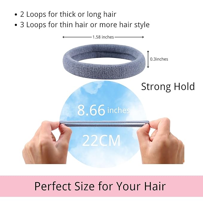 LuSeren 120 Pcs No Damage Hair Ties for Thick Hair, Large Soft Seamless Nylon Hair Elastics for Women, Ponytail Holders, Hair Accessories – Neutral Colors