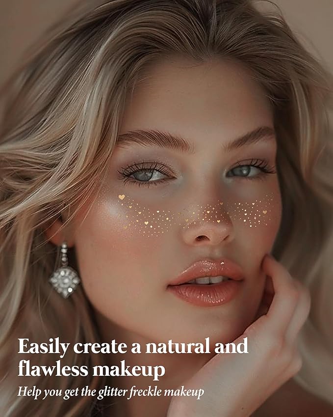 Body Face Glitter for Kids Women Girls, Waterproof Glow Up Singer Concerts Festival Rave Accessories (Gold - Hearted)