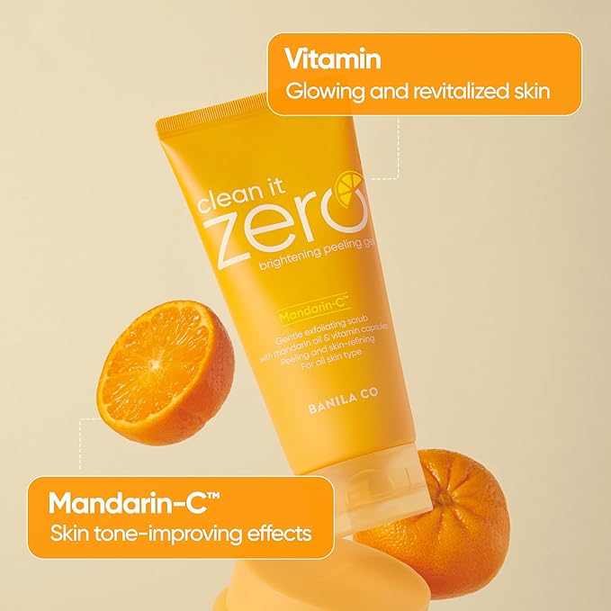BANILA CO Clean it Zero Brightening Peeling Gel | Gentle Exfoliating Scrub with Mandarin Orange Extract, Korean Skincare for Smooth & Radiant Skin (120ml / 4.05 fl.oz)