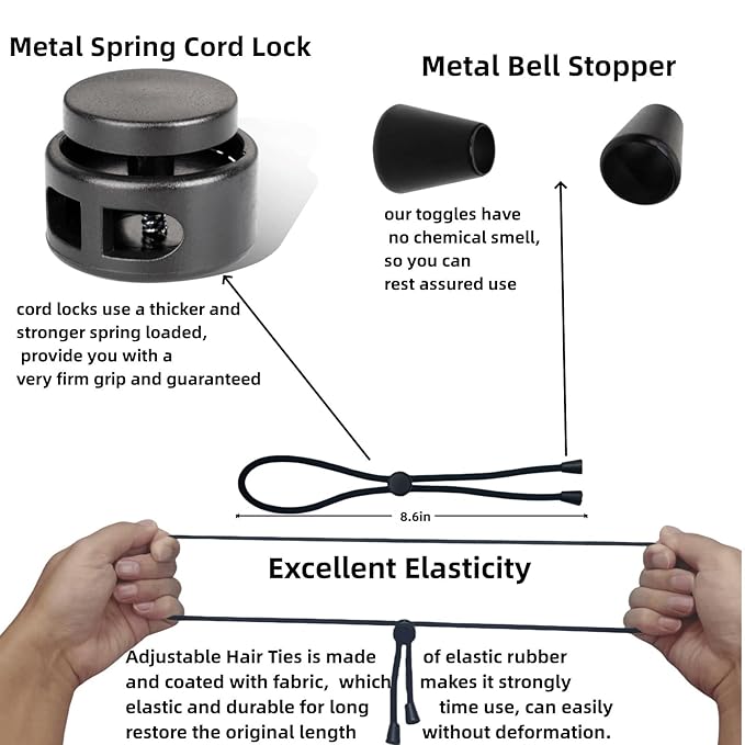 Adjustable Hair Ties for Thick, Curly Hairstyles - Afro Puffs, Ponytails, Locs, Pineapples for Black Women and Girls (Pack of 6)