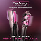 Shark FlexFusion Hair Straightener & Powerful Dryer with Diffuser, Fusion Hair Brush, Ceramic Air Styler with Auto-Wrap Curlers, Ceramic Plates, Cosmic Blush HD642S