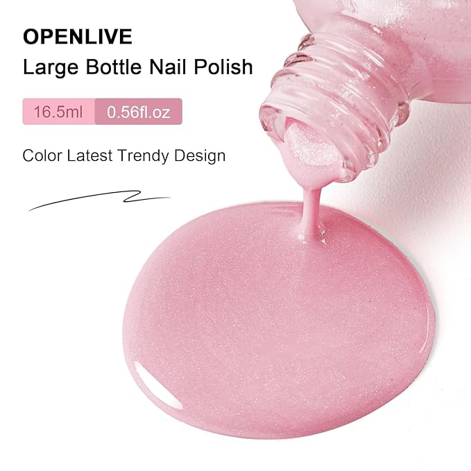 16.5ml Light Pink Glitter Nail Polish Large Volume Quick Dry Nail Polish, Long Lasting Shine, Fingernail Toenail Nail Art DIY Home Travel Nail Art Gift