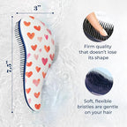 Crave Naturals Glide Thru Detangling Hair Brush for Adults and Kids - Detangler Hairbrush for Curly or Straight, Wet or Dry Hair - Gentle on Tangles Comb - Purple and Pink Hearts (Pack of 2)