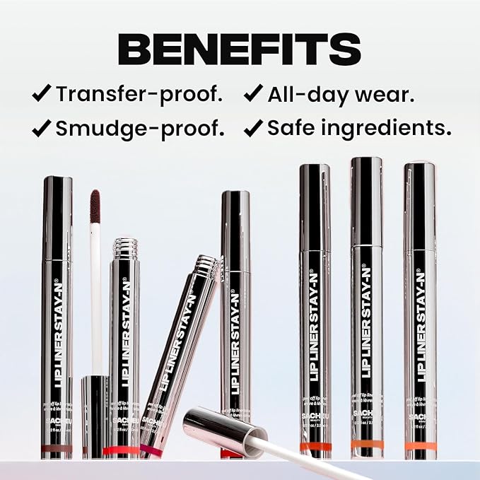 Sacheu Lip Liner STAY-N Peel Off Lip Stain — Long Lasting Waterproof Lip Tint with Hyaluronic Acid & Vitamin E — Transfer Proof Matte Finish, Vegan & Cruelty-Free (getREDy)