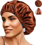 Satin Bonnet 2Pcs Silk Bonnet Hair Bonnets For Sleeping Silky Soft Sleep Cap Womens Night Curly Natural Hair Caps