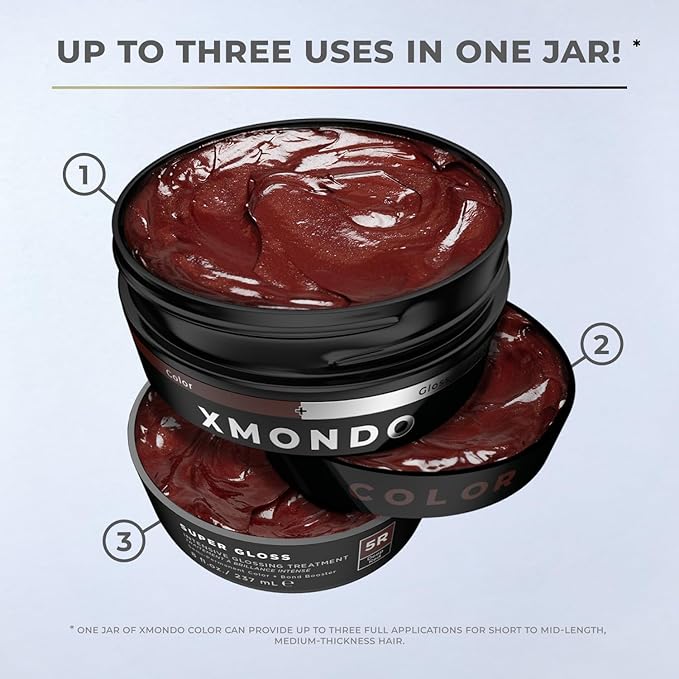 XMONDO Color 5R Deep Red Color Depositing Mask & Glossing Treatment Infused with Bond Boosters for Nourishment, Revitalize & Repair, Vegan Formula, 8 Fl Oz