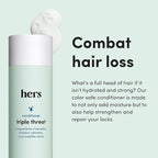 hers triple threat hydrating conditioner for damaged hair, leaves hair looking shiny and strong, color sage formula with an amino acid blend, argan, coconut, sunflower seed oil, 2 pack, 6.4oz