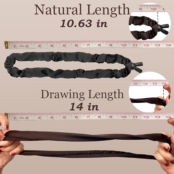 4 pcs Afro Puff Hair Tie Satin Hair Scrunchies, Black and Brown Adjustable Hair Ties, Adjustable Hair Ties for Thick Hair, Long Style No Slip Headband Afro Puff Hair Tie, Easy Use Hair Accessories