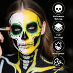 Black White Green Face Paint Palette, Professional Oil-Based SFX Makeup for Halloween Cosplay - Joker Style & Hulk Looks, Waterproof Non-Toxic Body Paint for Adult Carnival Events Theater