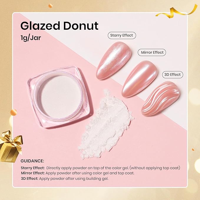 Beetles White Chrome Nail Powder for Gel Nails Pearl Cromer Nail Powder Mirror Effect Nails Gel Polish Glitter Manicure Holographic Pigment Nails Art Design Gifts for Women