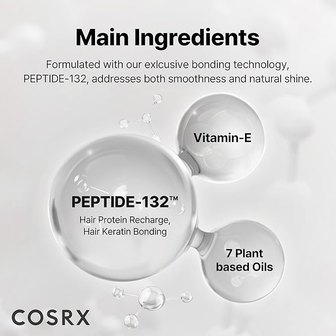 COSRX PEPTIDE 132 Hair Bonding Oil Serum, Travel Size Keratin Treatment for Frizzy, Damaged, Dry Hair – Repairs Split Ends, Adds Hair Gloss – For All Hair Types, Stocking Stuffers – 0.94 fl oz