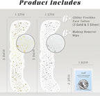 6 PCS Glitter Freckles Face Tattoo, Gold&Silver Waterproof Face Sparkle Glitter Speckles Patches for Women, Cute Star Metallic Glitter Temporary Tattoo Makeup Accessories for Festival #Set A