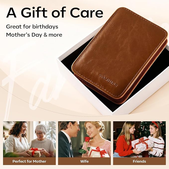 FAMILIFE Manicure Set, Nail Clippers Pedicure Tool, 8 pcs Stainless Steel Manicure Kit Professional Grooming Tool, Nail Kit with Portable Brown Leather Travel Case Luxury Gifts for Men