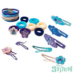 LUV HER Disney Lilo & Stitch Girls' Hair Accessories Set - 20 Pack Stitch - Includes 3 Barrettes, 4 Snap Clips, 5 Elastics, 8 Terry Ponies - Everyday Wear, Special Occasions, Ages 3+