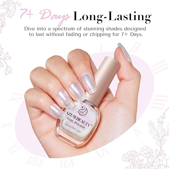 AZUREBEAUTY Shine Glitter Nail Polish Quick Dry Vegan Nail Polish Natural Shine Nail Lacquer Salon-Quality for Women Girl Gift Set 1Pcs 0.34 fl oz