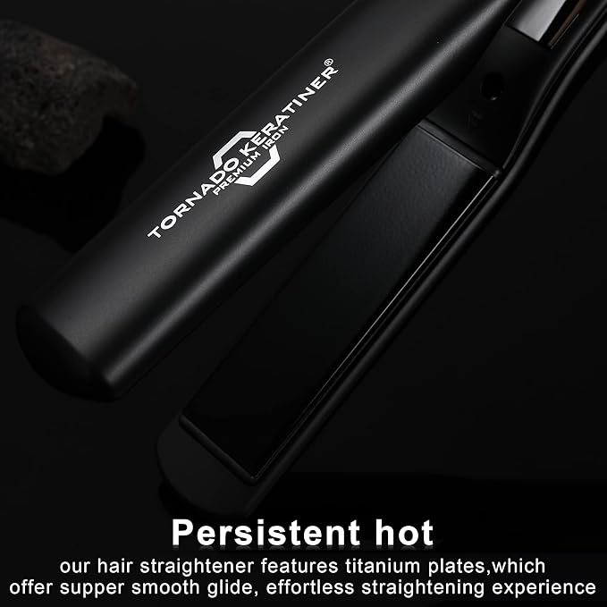 Straightener and Curler 2in1 with LCD Display 15s Fast Heating Ultra hot for American and African Hair Constant high Heat Adjustable Temperature Healthy Styling Tool for All Hairstyles (Black)