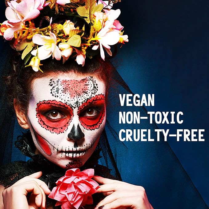 MEICOLY Clown Makeup Kit,White Black Red Face Body Paint for Halloween Devil Joker Zombie Vampire Skeleton SFX Makeup,Pro Oil Based Body Paint with 6 Painting Brushes,4 Sponges,130g/4.59 oz